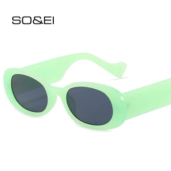 SO & EI Ins-Популярните Модни Малки Овални Слънчеви Очила Дамски Vintage слънчеви Очила Желейного Цветове Мъжки Зелени и Оранжеви Слънчеви Очила Нюанси UV400