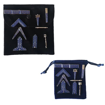 Масонские Миниатюрни Работни Инструменти на един Комплект с черна или синя Кадифена чанта Масонски Масонски Подарък 9 броя от един незабравим подарък