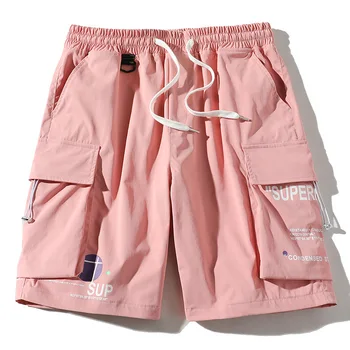 PROWOW градски мъжки панталони Японски 2021 нов летен гащеризон къси панталони мъжки ежедневни свободни панталони с завязками 5 пятиточечных панталони