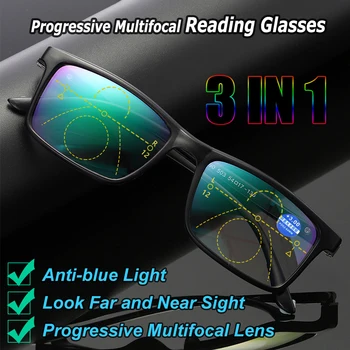 Очила с анти-синя светлина, Очила за Старческо, Прогресивно Мультифокальные лещи, Компютърни Очила +1 +1.5 +2 +2.5 +3 +3.5 +4