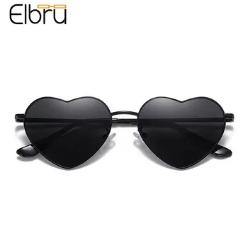 Elbru Ретро Слънчеви Очила с Форма на Сърце Модни Поляризирани Слънчеви Очила ултра-леки, Прозрачни, Цветни Очила За Жени Слънчеви Очила с UV400