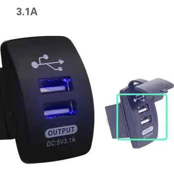 Двойно Зарядно за Кола USB 3 1A Универсален Led Лампа Smart Chip Неръждаем Водоустойчив Адаптер, Зарядно Устройство За Мобилен телефон, Контакт