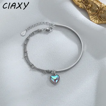 CIAXY Сребърен Цвят Двойни Гривни за Жени Уникален Аврора Лунен Камък Любовта Чар Гривна Гривни, Модни Бижута