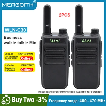 2 броя Преносима радиостанция Мини WLN KD-C30 USB Type C Радио Телефон уоки-токита Двустранно радио Преносимо радио ПР Хотел Uhf 400-470 Mhz