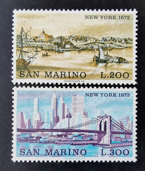 2 бр./компл. Нова пощенска марка, Сан-Марино 1973 Минало и настояще известните сгради в Ню Йоркские марка MNH