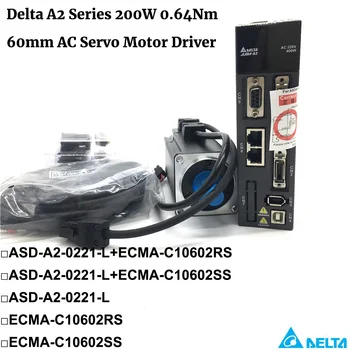 Delta A2 0.64 Нм 200 W AC серво мотор водача комплект ASD-A2-0221-L ECMA-C10602RS ECMA-C10602SS Спирачка 0.2 КВТ 220 В 3000 об/мин 60 mm Фланец