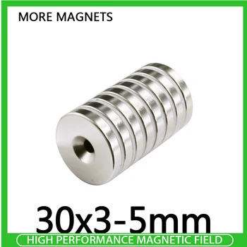 2/5/10 бр 30x3-5 Силни редки земи неодимови магнити 30*3 мм отвор 5 мм 30x3 Тайния Мощен Магнитен магнит 30x3-5 мм, 30*3-5