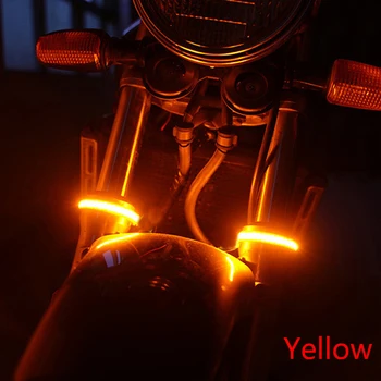 1 Бр. Универсален LED Мотоциклет Указател на Завоя и DRL Амбър Бял Мото Мигалка Пръстен Вилица Ивица Лампа Мигалка 12 В 4 Цвята