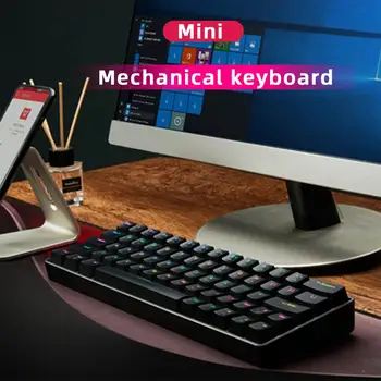 Детска клавиатура Motospeed ръчна Жичен 60% Мини-Червен ключ подсветка 61 Keycaps Руски За Работния Плот