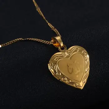 Сърцето На Медальон Висулка Колие Златист Цвят Романтичен Модерен Сърцето На Медальон Бижута