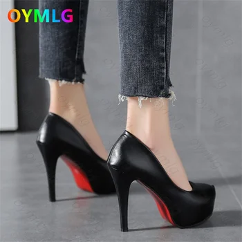 Нови дамски обувки на висок ток принцеса на висок ток, непромокаеми обувки на платформа за нощен клуб, фини обувки на много висок ток, черни дамски обувки