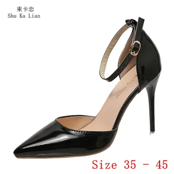 Дамски обувки на висок ток, обувки с високи токчета 10 см, обувки-лодка на висок ток D ' Orsay, Дамски обувки на ток коте, големи размери 35-45