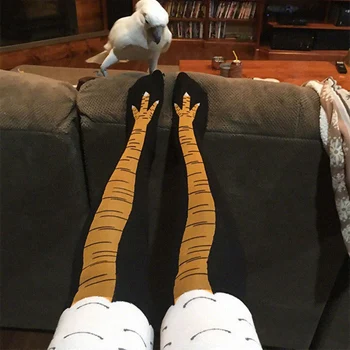 Мъжки Забавни 3D Чорапи С пилешко месо, Cartoony Принт, Cosplay, Висока степен на гъвкавост, Чорапи До Бедрото, Памучни Модни Чорапи С Тънки Пръсти
