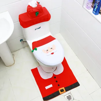 2022 Коледен Тоалетка Набор От Дядо Коледа Подложка За Баня Коледен Калъф За Седалката На Тоалетната Чиния Весел Коледен Декор За Дома На Nina Натал Стоки