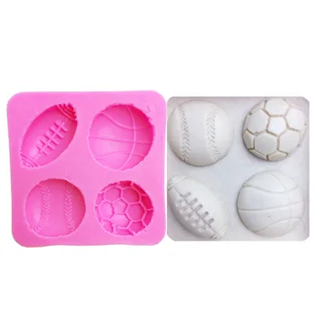 M0149 Футбол/баскетбол/бейзболна силиконова форма за празни приказки за кухня, шоколадови бонбони, Глина, за производството на кифли, украса торта, инструменти