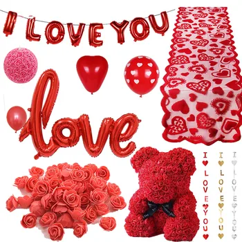 Любовта Е Във Формата На Сърце Латексный Балон Виси Роза Мечка Подарък За Свети Валентин 