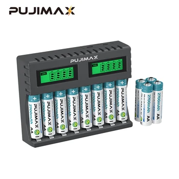 PUJIMAX 2022 Нов Комплект батерии и Зарядни устройства, AAA AA с USB-кабел, няколко Защитами, Безопасни За Зареждане на батерията е NiMH 1.2