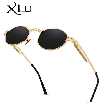 XIU поляризирани слънчеви очила с кръгли лещи, очила с готическа плосък покрив, реколта мъжки женски луксозни маркови и дизайнерски очила с uv400