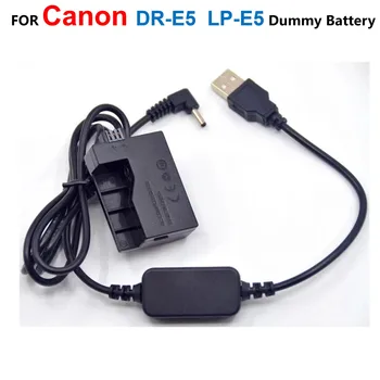 5 В USB Кабел, Адаптер + LP-E5 LPE5 Фиктивен Батерия DR-E5 DC Конектор за Захранване За Canon EOS 450D 500D 1000D XS Бунтовник T1i