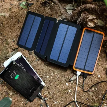 25000 ма Соларен Панел за Мобилен Банка за Хранене на Открито Къмпинг Слънчевата Батерия Зарядни Устройства 5 В 2A USBSolar Зарядни Комплекти Слънчева Сгъваема Зареждане