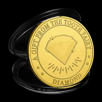 Мерцающая феята на зъбчетата са подбрани позлатен сувенирни монети Подарък от Феята на зъбките Диамант възпоменателна монета