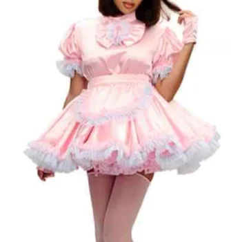 Гореща разпродажба сиси секс мома е розова запирающееся рокля cosplay костюм по поръчка бляскав костюм за Хелоуин