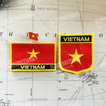 Ленти с Бродерия на Националния флаг на Виетнам, Икона на Щит и на жени квадратна форма, един комплект на тъканната заливче, украса на раницата