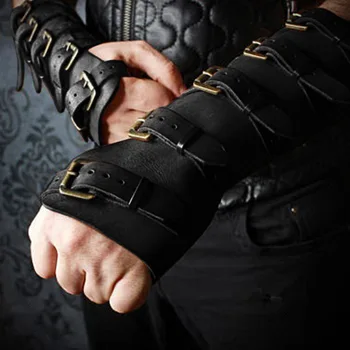 Кожени Ръкавици Bracers На Cosplay Гривна Костюм, Ръчно Изработени Steampunk Viking Кожени Bracers На Средновековен Ретро Колан Ключалката Регулиране