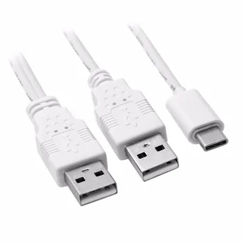 Бяло на 60 см USB 3.1 Type C USB-C USB3.1 type-c в двойна USB2.0 Штекерный допълнителен кабел за пренос на данни 0,6 м 2 метра за твърд диск