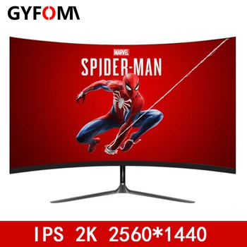 GYFOMA 27 инча Извити Монитори Геймър 75 Hz LCD Монитор, КОМПЮТЪР 1440 P HD Игрални монитори за Работния Плот на HDMI съвместим Монитор 2 На дисплея