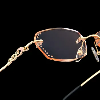 Leesbril Royal Deluxe Луксозни Градиентные Очила За Четене С Кристали Дамски Очила За Четене С Диаманти Без Рамки Златни Читатели Дальнозоркий На Очите