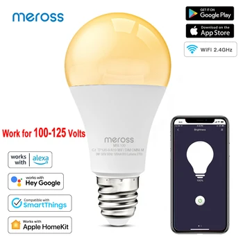 Meross HomeKit Smart Wi-Fi Led Лампа с Регулируема Яркост на Топло светлина E26 База 9 W лека нощ Подкрепа Алекса Google Assistant SmarThings