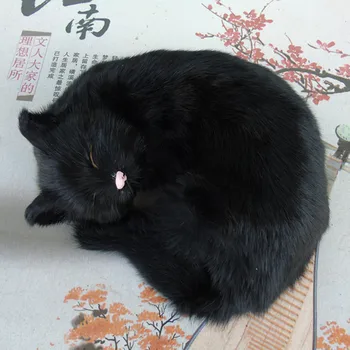 нова имитация на спящата котка реалистична ръчна работа черен модел на котка подарък от около 25x20x11 см