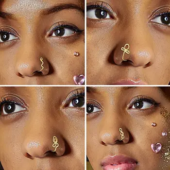 Африканска Маншет За Носа, Без Фалшив Пиърсинг Пръстени За Носа Изкуствени Пръстени за Носа, за Жени Клип на Пръстен за Носа Изкуствена Преграда Пръстени За Носа, Без Пиърсинг