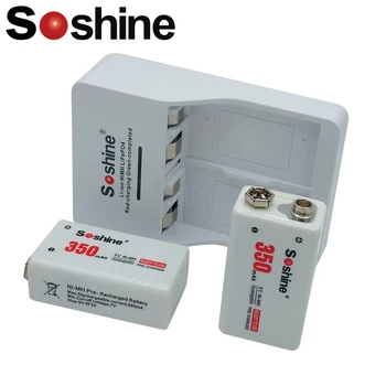 2 бр Soshine 9 Акумулаторна Батерия 350 ма 9 батерия Ni-MH батерия 9 В bateria 