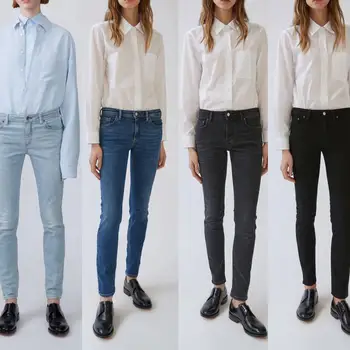 Класически прости дамски дънки четири цвята в наличност ежедневни диви Тесни дънки дамски деминовые панталони