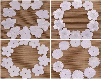 10 БР Цвете във Формата На Естествена Бяла Мивка от Седеф Производство на Бижута окачване