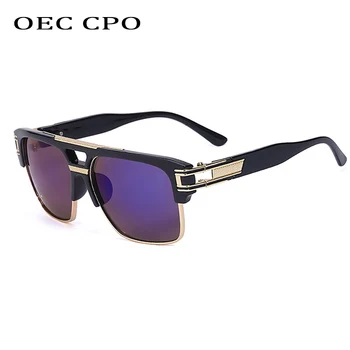 OEC CPO Реколта Квадратни Слънчеви Очила Дамски Модни Маркови Слънчеви Очила В Стил Steampunk Мъжки Ретро Метални Пънк Очила Огледално Нюанси UV400