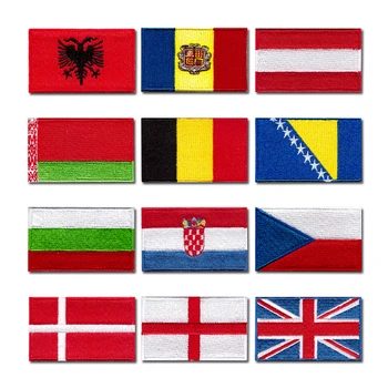 Национален флаг на компютърна бродерия ивици стикер на дрехи гладене шевни Апликация на Беларус Белгия Хърватия Чехия Англия