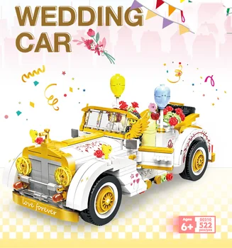Loz Творчески Сватбен Автомобил, Мини Diamond Градивен елемент Фигурки на Булката и Младоженеца Модел Rollsroyce Развиване на Тухли Играчка
