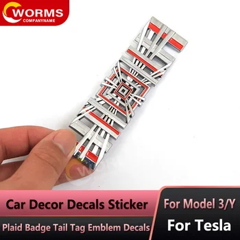 Авто Карирани Икона Хвостовая Етикет Емблемата На Етикети Логото На Стикер За Tesla, Модел 3 Y S X, За Tesla, Модел 3 Три Стикери За Украса На Колата Аксесоари