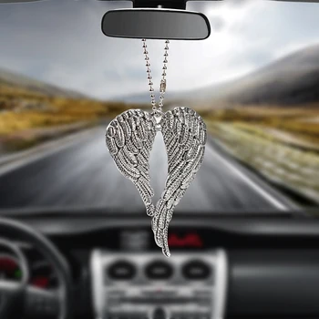 Автомобилни аксесоари, антични сребро окачване на крилата на ангела на Вътрешна украса на колата е в огледалото за обратно виждане на автомобила