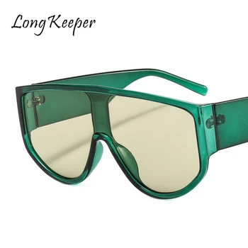 LongKeeper С Плосък Покрив Големи Слънчеви Очила Модерен пънк Големи Нюанси на Реколтата, Кръгли Слънчеви Очила За Дами Очила с UV400 De Sol