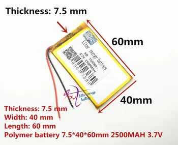754060 MP3 MP4 2500 mah 3.7 Bluetooth стерео мобилна мощност полимерна литиева батерия