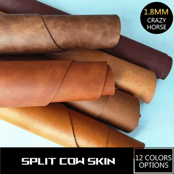 12 цвята crazy horse естествена кожа за DIY кожа 1,8 мм растително дъбени естествена кожа crazy horse кожа за обувки-кожа