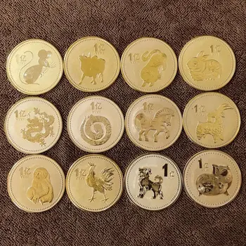 12-Запомнящите Се Медальони Сувенирни Монети Антични Възпоменателна Монета В Китайски Стил, Животни, Събиране На Монети Начало Декор